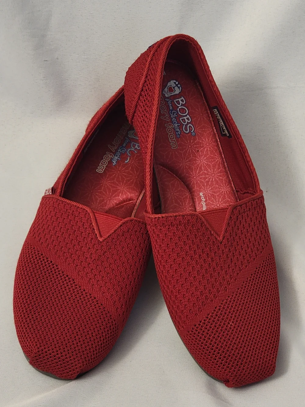 Skechers BOBS Red Knit Slip-On Flats Size 10
